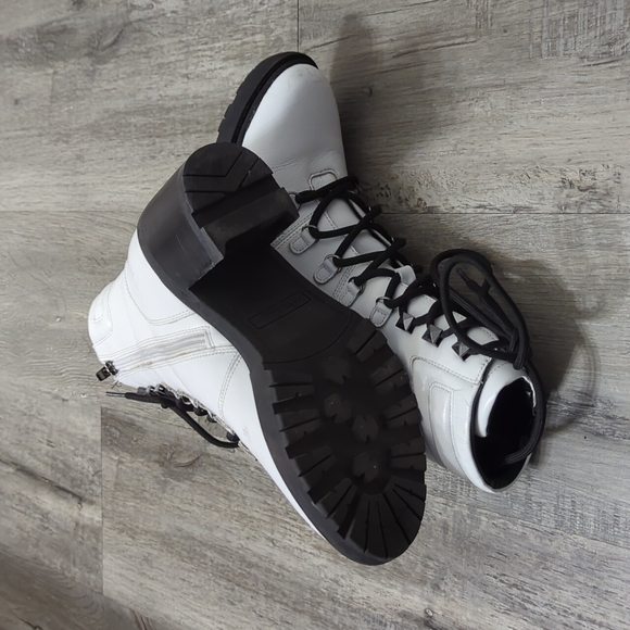 Marc Fisher White Leather Combat Boots - Picture 7 of 7
